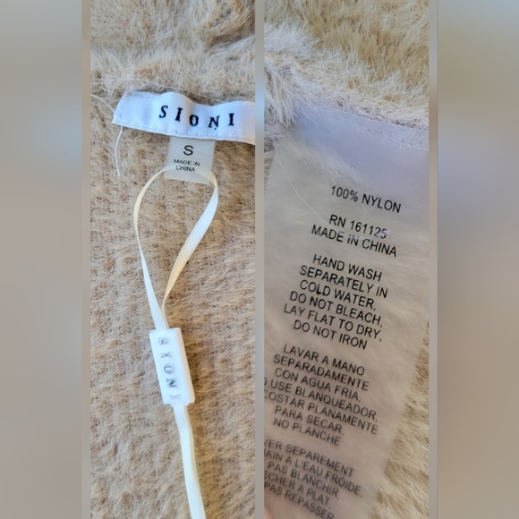 Sioni Long Sleeve Full coverage Soft and Fuzzy Open front Cardigan- Cream beige - Picture 6 of 9